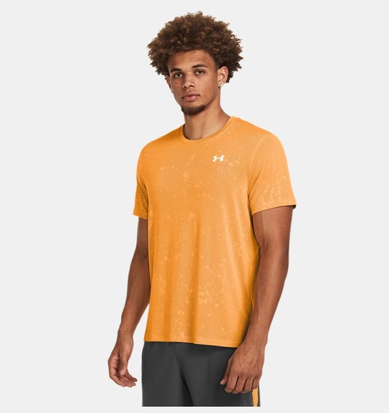 Turuncu Erkek UA Launch Splatter Kısa Kollu T-shirt