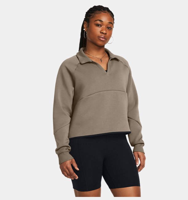 Kadın Unstoppable Fleece Rugby Crop Sweatshirt Kahverengi