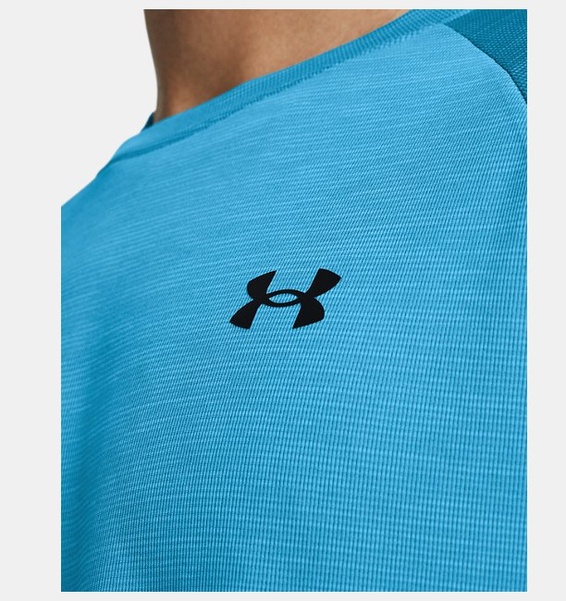 Mavi Erkek UA Tech Textured Kısa Kollu T-shirt
