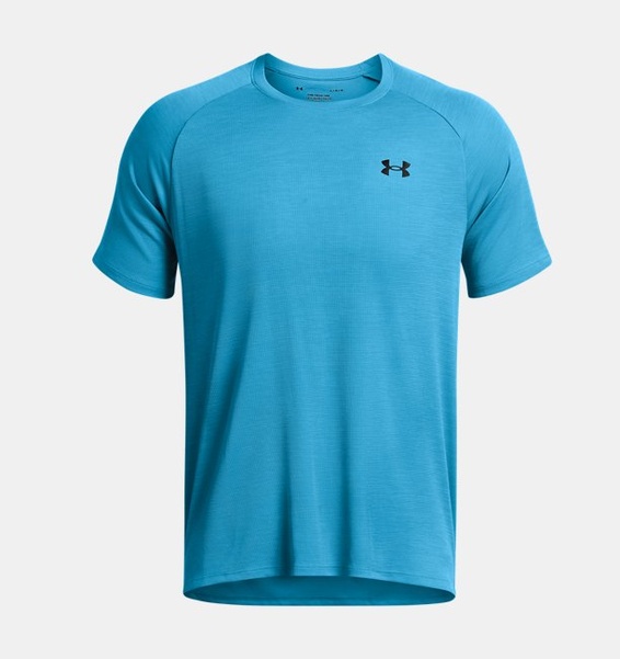 Mavi Erkek UA Tech Textured Kısa Kollu T-shirt