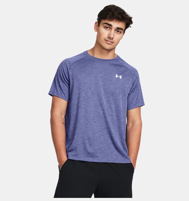 Erkek UA Tech Textured Kısa Kollu T-shirt Mor