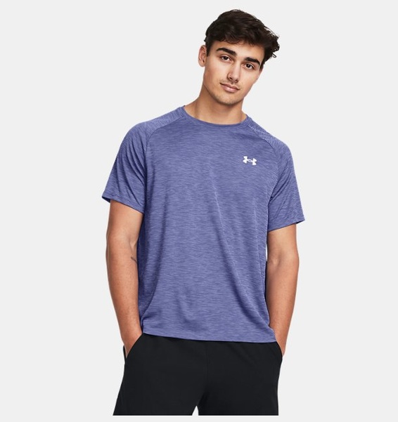 Mor Erkek UA Tech Textured Kısa Kollu T-shirt