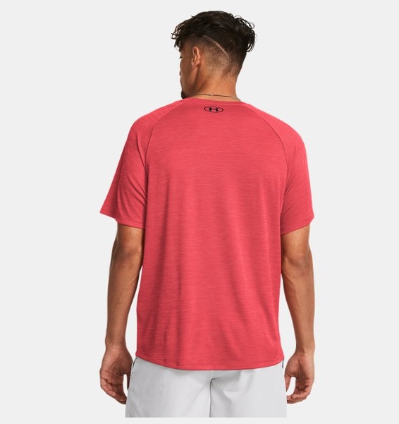 Kırmızı Erkek UA Tech Textured Kısa Kollu T-shirt
