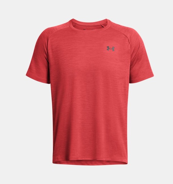 Kırmızı Erkek UA Tech Textured Kısa Kollu T-shirt