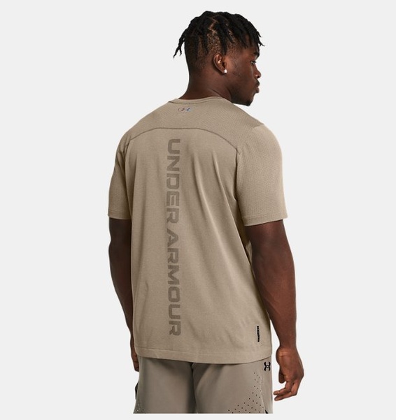 Kahverengi Erkek UA Vanish Elite Wordmark Dikişsiz Kısa Kollu T-shirt