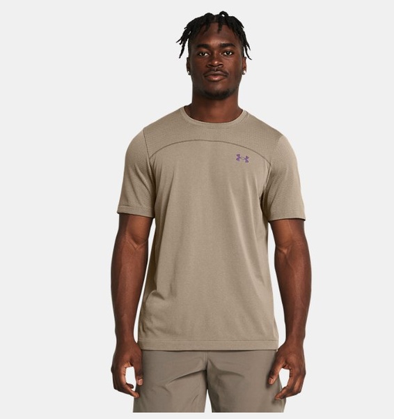 Kahverengi Erkek UA Vanish Elite Wordmark Dikişsiz Kısa Kollu T-shirt