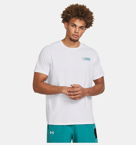 Beyaz Erkek UA Bball Logo Court Kısa Kollu T-shirt