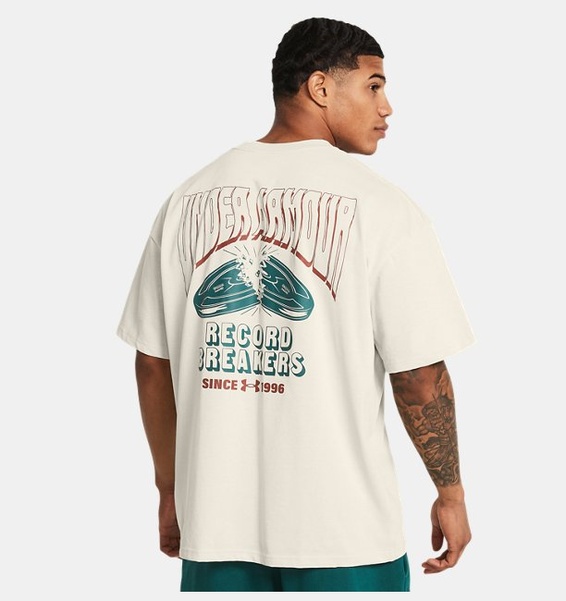 Bej Erkek UA Heavyweight Record Breakers Kısa Kollu