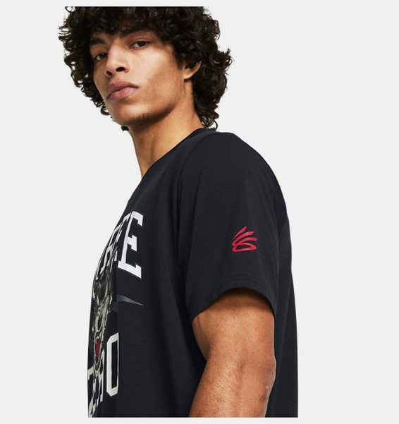 Siyah Erkek Curry Young Wolf T-shirt