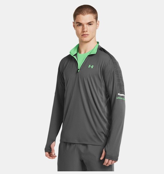 Gri Erkek UA Tech Utility 1/4 Fermuarlı Uzun Kollu T-shirt