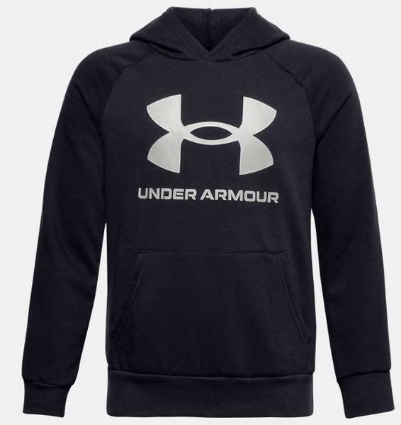 Siyah Erkek Çocuk UA Rival Fleece Big Logo Kapüşonlu Üst
