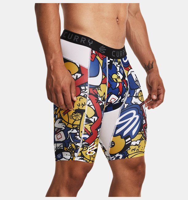 Erkek UA Curry HG Baskılı Kısa Tayt Beyaz