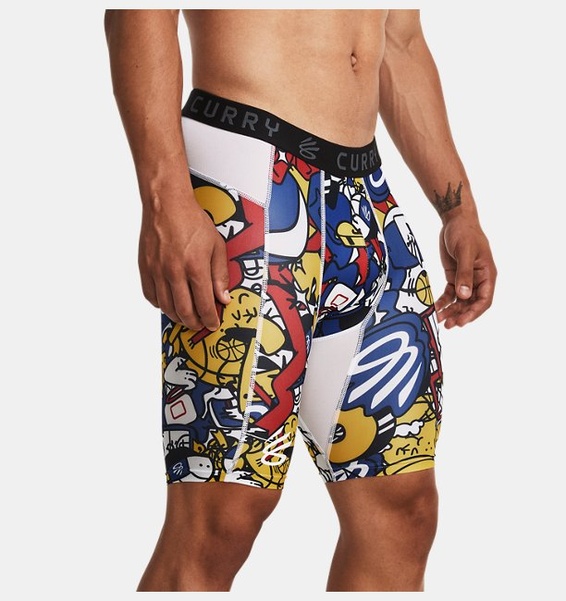 Beyaz Erkek UA Curry HG Baskılı Kısa Tayt