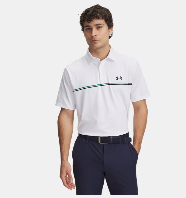 Erkek UA Playoff 3.0 Stripe Polo Beyaz