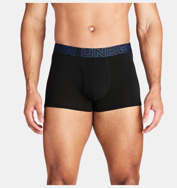 Erkek UA Performance Cotton 3" Boxerjock - 3'lü Paket Siyah