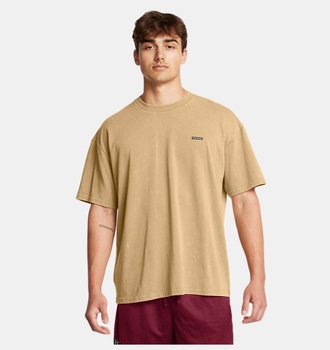 Erkek UA Heavyweight Oversized Logo Wash Kısa Kollu Tişört