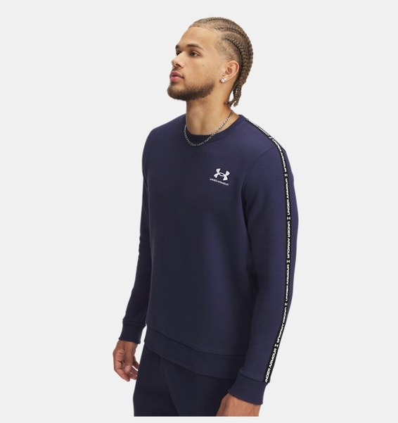 Lacivert Erkek UA Icon Fleece Crew Taping Sweatshirt