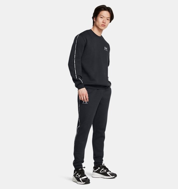 Siyah Erkek UA Icon Fleece Crew Taping Sweatshirt