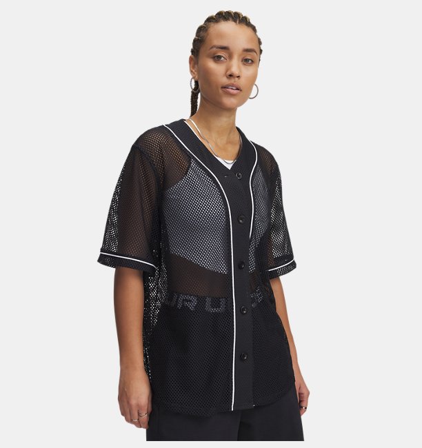 Kadın UA Sportstyle Baseball Jersey Gömlek Siyah