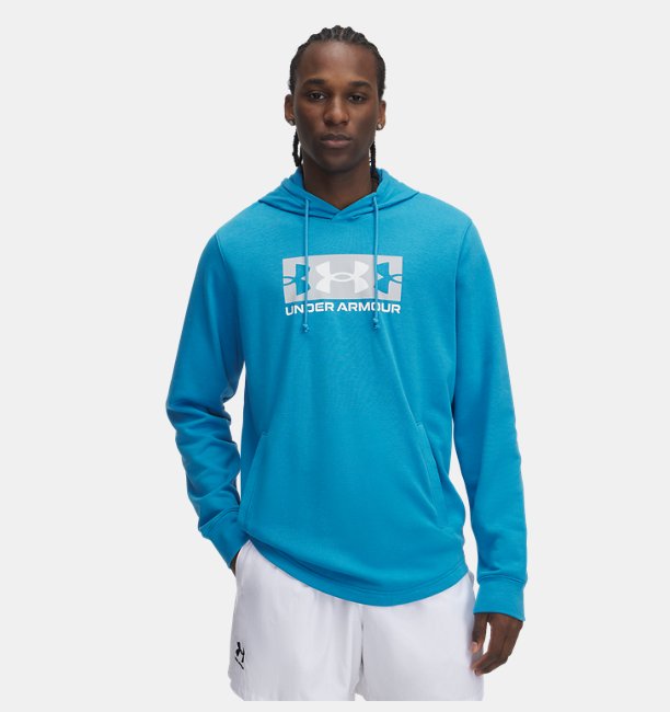 Erkek UA Rival Terry Logo Hood Sweatshirt Mavi