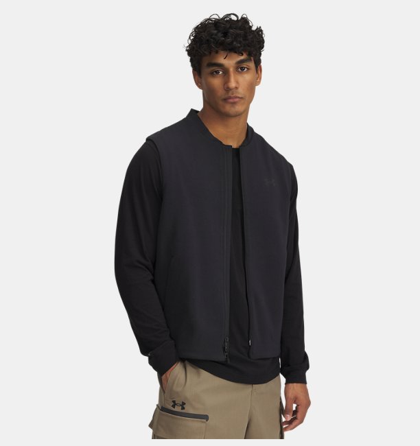 Erkek UA Unstoppable Fleece Grid Yelek Siyah