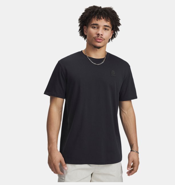 Erkek UA Curry Heavyweight Trend Tee T-shirt Siyah