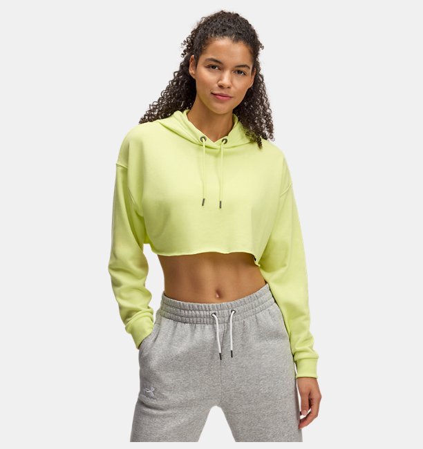 Kadın UA Icon Terry Crop Kapüşonlu Sweatshirt Sarı