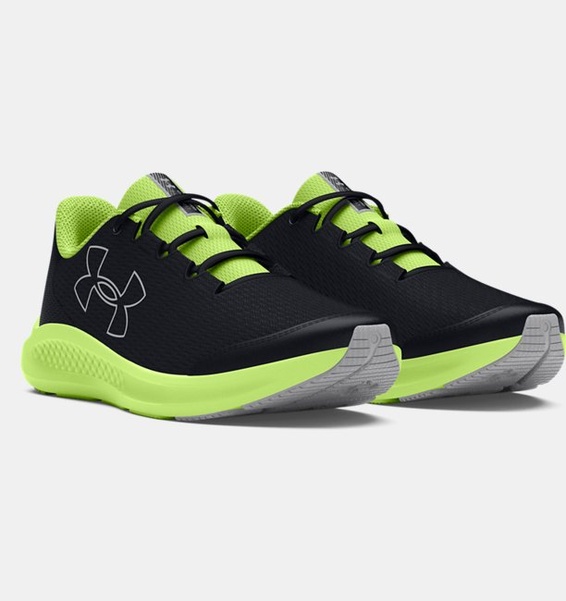 Siyah Çocuk UA BGS Charged Pursuit 3 Big Logo Koşu Ayakkabısı