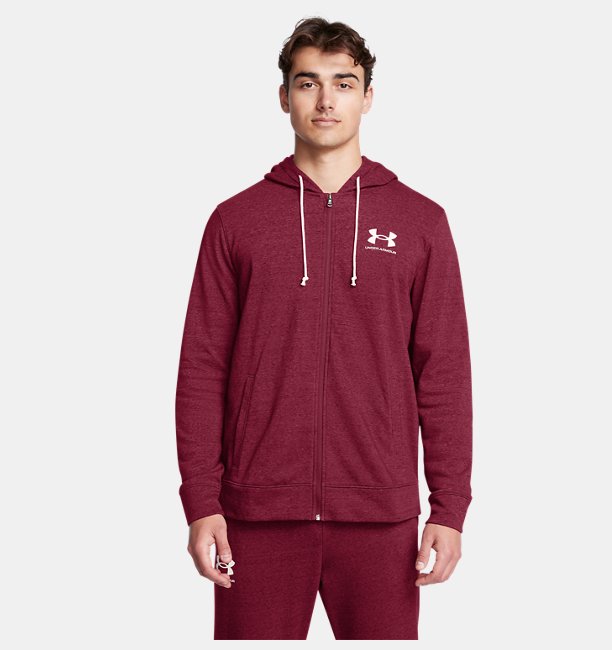 Erkek UA Rival Terry LC Tam Fermuarlı Sweatshirt Bordo