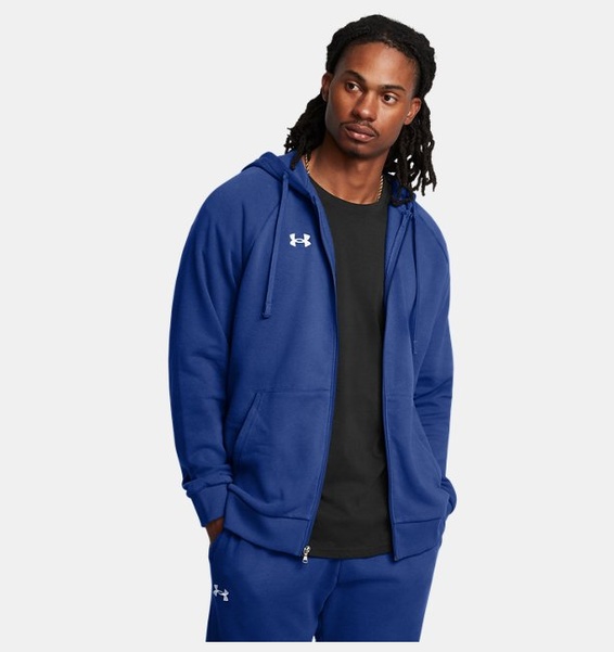 Mavi Erkek UA Rival Fleece Tam Fermuarlı Kapüşonlu Üst