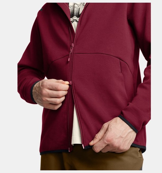 Bordo Erkek UA Unstoppable Fleece Tam Fermuarlı HD EU Sweatshirt