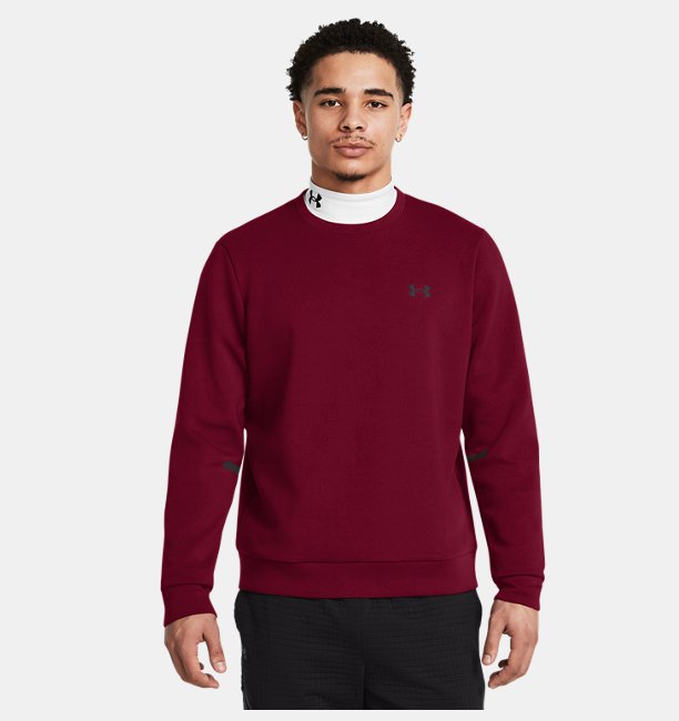 Erkek UA Unstoppable Fleece Bisiklet Yaka EU Sweatshirt Bordo