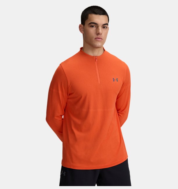 Erkek UA Vanish Elite Dikişsiz 1/4 Fermuarlı Uzun Kollu T-shirt Kırmızı