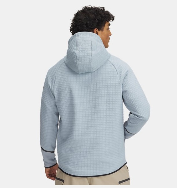 Mavi Erkek UA Unstoppable Fleece Grid Tam Fermuarlı Sweatshirt