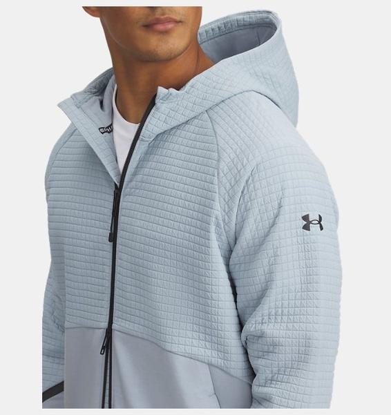 Mavi Erkek UA Unstoppable Fleece Grid Tam Fermuarlı Sweatshirt