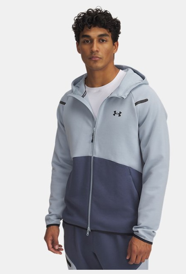 Erkek UA Unstoppable Fleece Tam Fermuarlı HD EU Sweatshirt Mavi