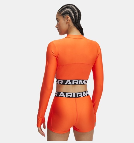 Kırmızı Kadın UA HeatGear Rib 1/4 Fermuarlı Uzun Kollu T-shirt