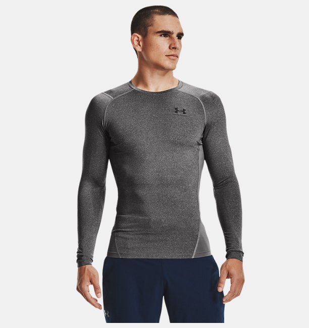 Erkek UA HG Armour Comp Uzun Kollu Tişört Gri