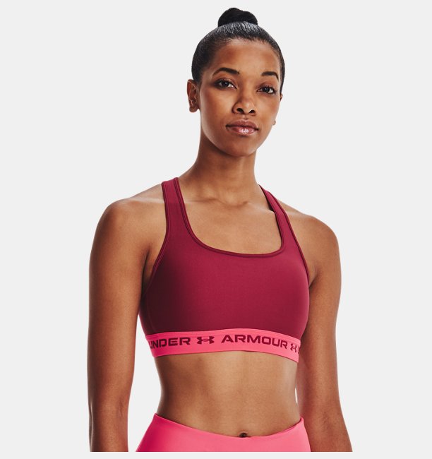 Kadın UA Crossback Mid Spor Sütyeni Bordo
