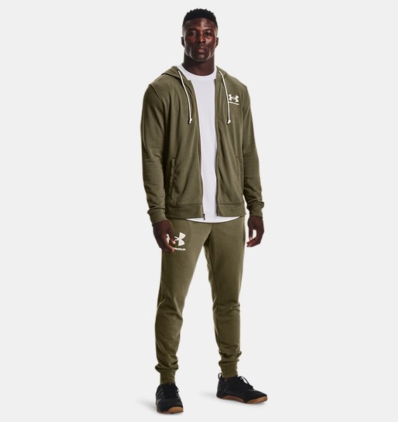 Haki Erkek UA Rival Terry LC Tam Fermuarlı Sweatshirt