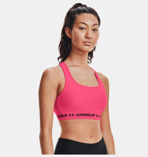 Kadın UA Crossback Mid Spor Sütyeni Pembe