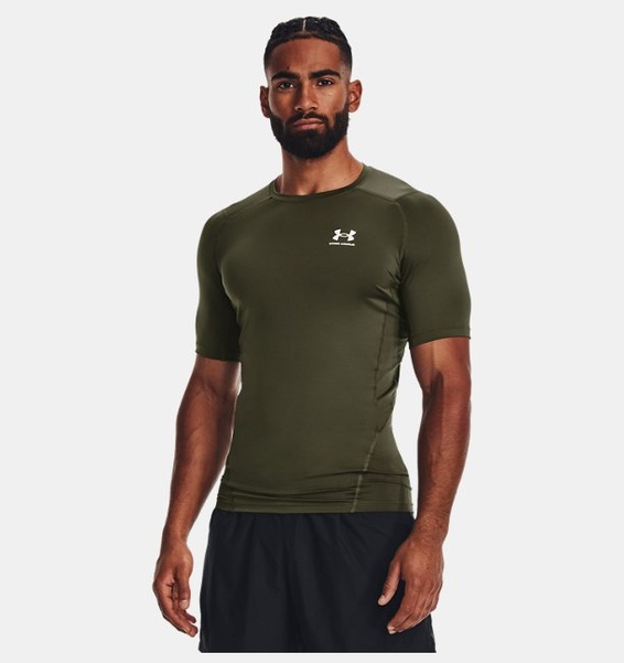 Yeşil Erkek UA HG Armour Comp Kısa Kollu Tişört