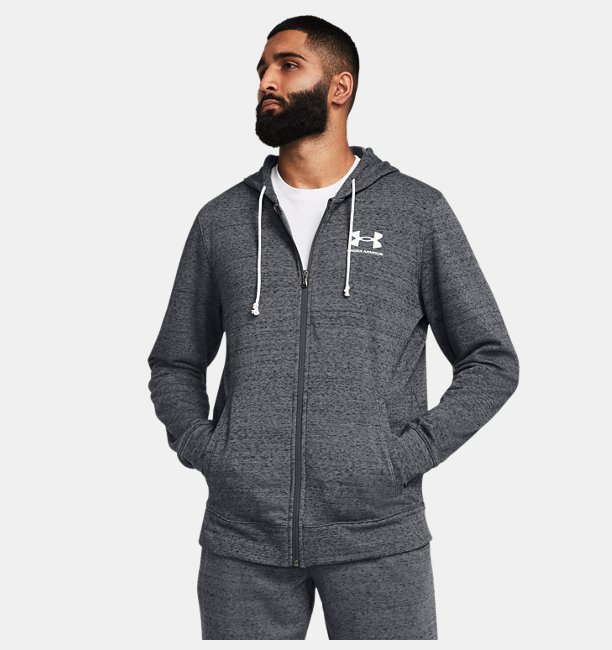 Erkek UA Rival Terry LC Tam Fermuarlı Sweatshirt Gri