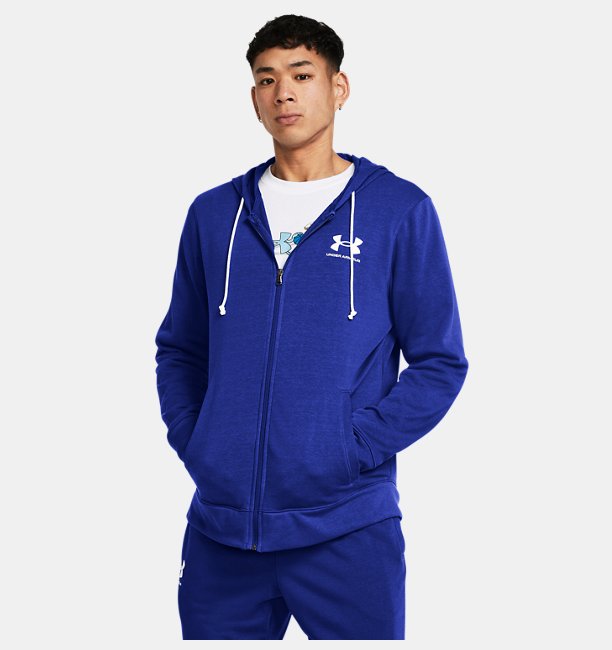 Erkek UA Rival Terry LC Tam Fermuarlı Sweatshirt Mavi