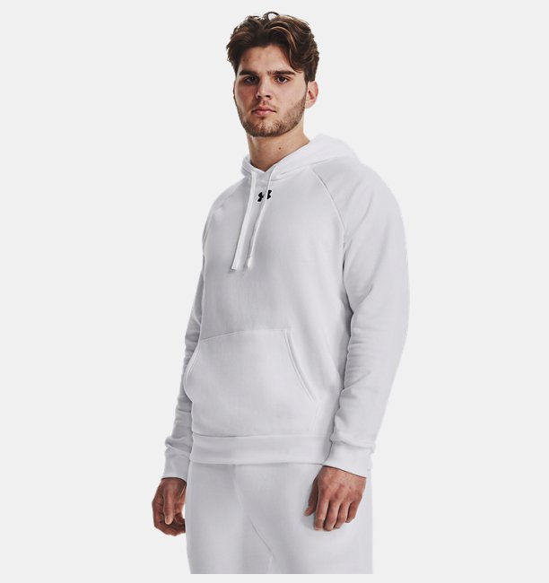 Erkek UA Rival Fleece Kapüşonlu Üst Beyaz