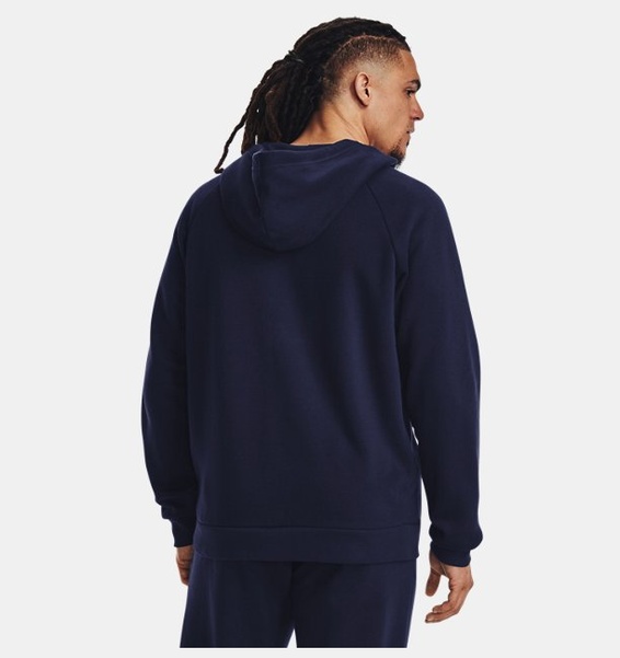 Lacivert Erkek UA Rival Fleece Tam Fermuarlı Kapüşonlu Üst