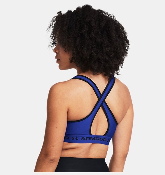 Mavi Kadın UA Crossback Mid Spor Sütyeni