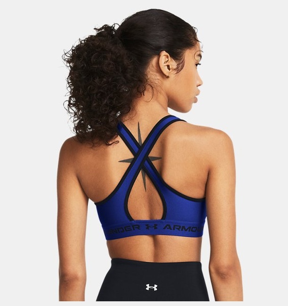 Mavi Kadın UA Crossback Mid Spor Sütyeni