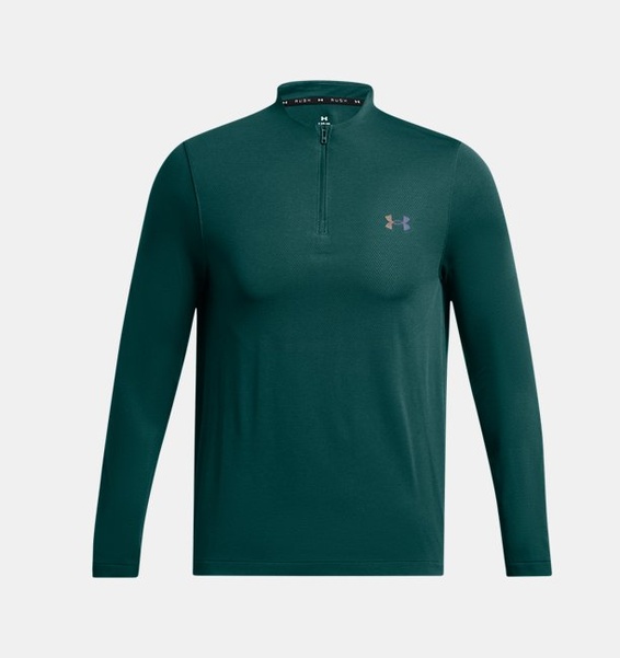 Petrol Yeşili Erkek UA Vanish Elite Dikişsiz 1/4 Fermuarlı Uzun Kollu T-shirt