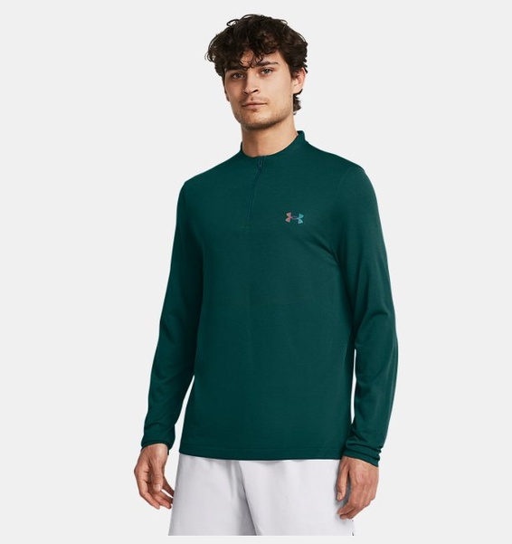 Petrol Yeşili Erkek UA Vanish Elite Dikişsiz 1/4 Fermuarlı Uzun Kollu T-shirt